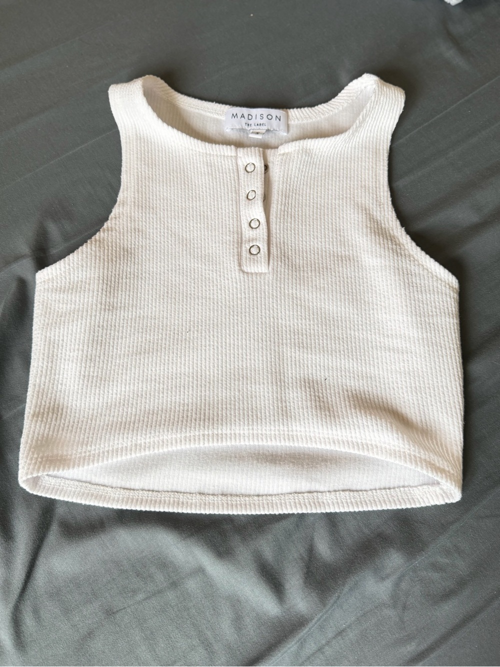 Madison Cream Ribbed Snap-Front womans Tank